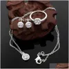 Autres cadeaux de Noël Magasin de haute qualité Nouvelles femmes - Noble Sier Plaqué Cristal Collier Boucle D'oreille Bague Ensemble Bijoux Livraison Directe Bijoux Otz3T