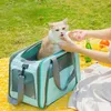 Bolsa transportadora para cães e gatos, dobrável, portátil, conveniente, para animais de estimação, malha com lados macios, janelas para reduzir o estresse e o conforto