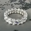 Wholesale Popular Fine Jewelry Rhodium Plated S925 Sterling Silver Oval Moissanite Diamond Eternity Band Ring for Women Unisex