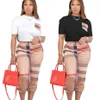 Fashion Womens Active TrackSici Nowe kobiety dwuczęściowy zestaw sportowy garnitur żeńskie topy wysokie talia długie spodnie 2 szt. Letter drukowane ścieżki2094