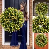 Couronne de fleurs décoratives printemps et été, jaune pur, Simulation de fleur, porte suspendue, maison, léopard d'automne