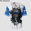 Camisas casuais masculinas El Salvador 3D Branco Azul Malha Fibra Jersey de Beisebol para Homem T-shirt Tops Tee Mens Streetwear Manga Curta Esporte