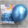 Party Decoration 50Pcs/Set 10Inch Glossy Decoration Metal Pearl Latex Balloons Thick Chrome Metallic Colors Inflatable Air Balls Globo Dhzef