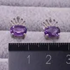 Stud Earrings Natural Amethyst Crown Type Exquisite And Elegant Vintage Jewelry For Women Fashion Trend 2023 Party