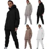 Gym Clothing Women's Autumn And Winter Casual Solid Color Fashion Hooded Sweater Pants Set Ladies Club Ski