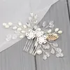 Hårklipp blommor bröllop brud kammar vintage kristall pärla hårnålar porm fest smycken tillbehör stift för kvinna