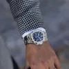 Klassische Armbanduhr aus Edelstahl, multifunktional, Mondphase, Moissanit-Uhr, automatisch, mechanisch