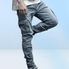 جينز جينز مكدسة للرجال أزياء الرجال نحيفة جيب سراويل قلم رصاص جينز الذكور سراويل الجينز روبا هومبري عارضة الدنيم الهيب هوب سراويل 1175351