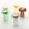 Candle Holders Creative Mushroom Glass Holder Colorful Transparent Lights Home Decor Featured Desktop Ornament Decoration