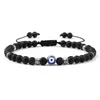 Bransoletka Evil Eye 4 mm naturalne czarne matowe lawowe kamienne koraliki ręcznie robiono pleciona bransoletka dla mężczyzn kobiety joga reiki regulabowana biżuteria biżuteria Krzystw