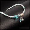 Anklets New Simple Bohemian Conch Starfish Pendant Rice Bead Foot Jewelry Leg Ankle Bracelets For Women Gifts Drop Delivery Dhaob