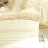 Pillow Cotton Flocking Tassels Creamy Cover Sofa Decor Stripe Embroidery Thicked Throw Pillowcase Lumbar 45