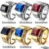 Anello di cristallo blu vintage di moda Hip Hop Punk Rock color oro drago per uomo donna fidanzamento di nozze consegna di goccia Dhgarden Otpcp