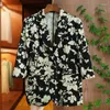 Women's Suits Premium Rose Print Glossy Silk Smooth Acetic Acid Suit Coat Elegant Fashionable Button Commuter Summer Casual Top