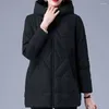 Trenchs de Femmes Manteaux 2023 Parkas d'hiver Femmes Veste en coton à capuche Coupe ample Parka Garder au chaud Femme Rembourrée Veste décontractée T261