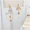 Dingle ljuskrona koreansk stil blomma söta djurörhängen för kvinnor månstjärnor kattunge kanin ballong asymmetrisk örhänge fest smycken dh8ck