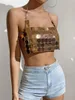Tanques femininos 2023 design de luxo acílico tecido mulheres curto camisola verão noite clube dança show cosplay tops sexy festa corpo cadeia sutiã