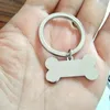 Keychains Lanyards High Quality Mirror Polish Stainless Steel Keychain Accessories Bone Pendant Dog Tag Rectangle Label Tag Key Chain 231027