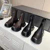 Tasarımcı Platform Ayak bileği Boot Sportif patik Kadın Siyah Süet Buzağı Deri Büyük Boy Kauçuk Dış Tabanı Martin Botlar 35-42