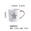 Canecas Creative Cerâmica Caneca de Leite Amor Star Stripe Padrão Chapeamento de Ouro Lidar com Copo Escritório Casa Café Chá Decoração de Casa