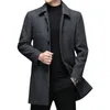 Misturas de lã masculina de alta qualidade jaquetas e casacos de inverno masculinos negócios casual lã longo sobretudo masculino gola virada para baixo 231027