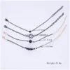 Sumeng 2021 New Fashion 4Pcs Gothic Black Feather Lotus Bracelets Set Heart Charm Boho Bangles For Women Drop Delivery Dhgarden Otf2U