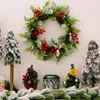 装飾花のクリスマスデコレーションレッドベリーの花輪松ぼっくり装飾品ギフト