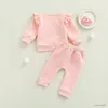 Set di abbigliamento 0-24M Neonato Neonata 2 pezzi Set di abbigliamento autunnale Manica lunga Stampata a cuore Top Camicia Pantaloni lunghi R231028