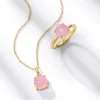 Pierścienie klastra Allnoel 925 Sterling Silver for Women Pink Stone Rose Quartz Kwarc Gold Romance Elegancki prezent na biżuterię ślubną