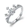 Günstige 40 Modell Silber Überzogene Moissanit Diamant Frauen Luxus Zirkon Ring Einstellbare S925 Hochzeit und Verlobung Ringe für Frauen