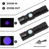 Portabla lyktor 2x 395nm UV Light Blacklight USB -uppladdningsbar LED -vattentät inspektion Pet Urin Torch Lamp