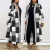 Trenchs de femmes Plus Taille Denim Look Imprimer Ouvert Front Longline Manteau Femmes Cardigan À Manches Longues Mode Lâche