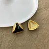 Boucles d'oreilles Lifefontier Vintage noir brillant en forme de Triangle pour femmes, boucles d'oreilles de fête géométriques médiévales, bijoux de déclaration 2023