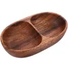 Dinnerware Sets Wooden Fruit Bowl Kitchen Counter Small Salad Container Lunch Decor Walnut Compartment Bowls Table Centerpiece