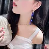 Mode Long Geometric Drop Earrings Luxury Gold Sier Color Rec Rhinestone Earring for Women Party Jewelry Gift Drop Delivery Dhgarden Otazh