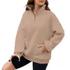 Abbigliamento da palestra Moda da donna Tendenza semplice Tinta unita Cerniera Colletto alla coreana Pullover Abiti autunnali per ragazzi Zip intera Rilegatura in pile sottile