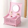 Decorative Figurines Classical Rotating Dancer Ballerina Piano Music Box Jewelry Organizer Wind-Up Storage With Mirror