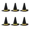 6 pièces Halloween Mini feutre chapeaux de sorcière bouteille de vin décor bricolage artisanat pour fête maison Bar décoration fournitures noir casquette accessoires 230920
