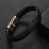 Bedelarmbanden Mode-sieraden Eenvoudig geweven lederen herenarmband Magneetgesp PU-touw Veelzijdig