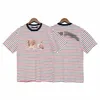 T camisa design listra curto t manga curta urso clássico retro tendência hoodie moda masculina tshirt roupas rua bordado lette237g