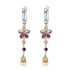 Boucles d'oreilles pendantes GEM'S BALLET en argent Sterling 925, longues fleurs pour femmes, grenat naturel, Citrine, pierres précieuses, goutte, bijoux fins véritables