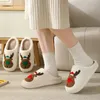 Slippers Fashion Elk Christmas Slippers Women Soft Warm Cotton Indoor Slippers Men Winter Cute Deer Room Shoes Plush Velvet Home Shoes 231027