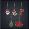 Diamond Keychain Special-Shape Painting Christmas Decor Bag Pendant Keychains Jewelry Key Ring Gifts Holiday Decorations 591 Drop Deli Dhvwu