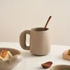 Mugs Beige Ceramic Cute Coffee Cup Nordic Home Decor Handmade Art Milk Tea