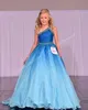 Ombre Blue Girl Pageant Dresses 2024 Crystals Beading Dress Ballgown Little Kids Birthday One-Shoulder Formal Party Wear Gowns Infant Toddler Teens Ombre-Red