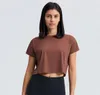 L071 Sexy Navel Exposed T-Shirts Lockere und atmungsaktive Yoga-Tops Kurzarm Laufsport-Shirts Frauen Einfarbig Outdoor Fitne2568238