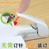 Staplers Japan KOKUYO Staple Free Stapler Harinacs Press Creative Safe Student Stationery For 5 sheets or 10 sheets 231027