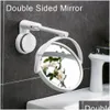 Objets décoratifs Figurines Miroir cosmétique pliant pivotant à 360 ° sans poinçon grossissant salle de bain rasage mural HD Drop Deliver Dhyvl