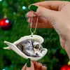 Decoratieve beeldjes 2D acryl auto dier charme met ketting dubbel gedrukt boek kerstversiering witte olifant cadeau