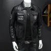 Mens couro falso jaqueta de motocicleta quente outwear fino ajuste masculino casaco outono inverno velo zíper blusão plutônio 231027